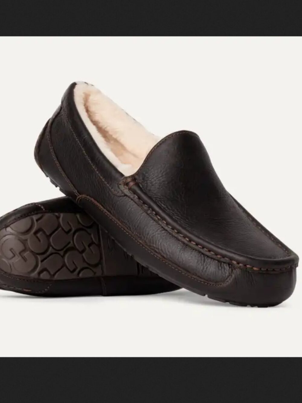 New UGG plush lamb black shoes slippers Dark Spice 12 Sz